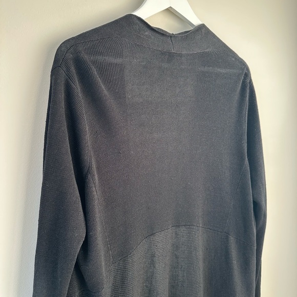Eileen Fisher Women’s Size Large Black Knit Cardigan Open Front Italian Yarn - Picture 6 of 11